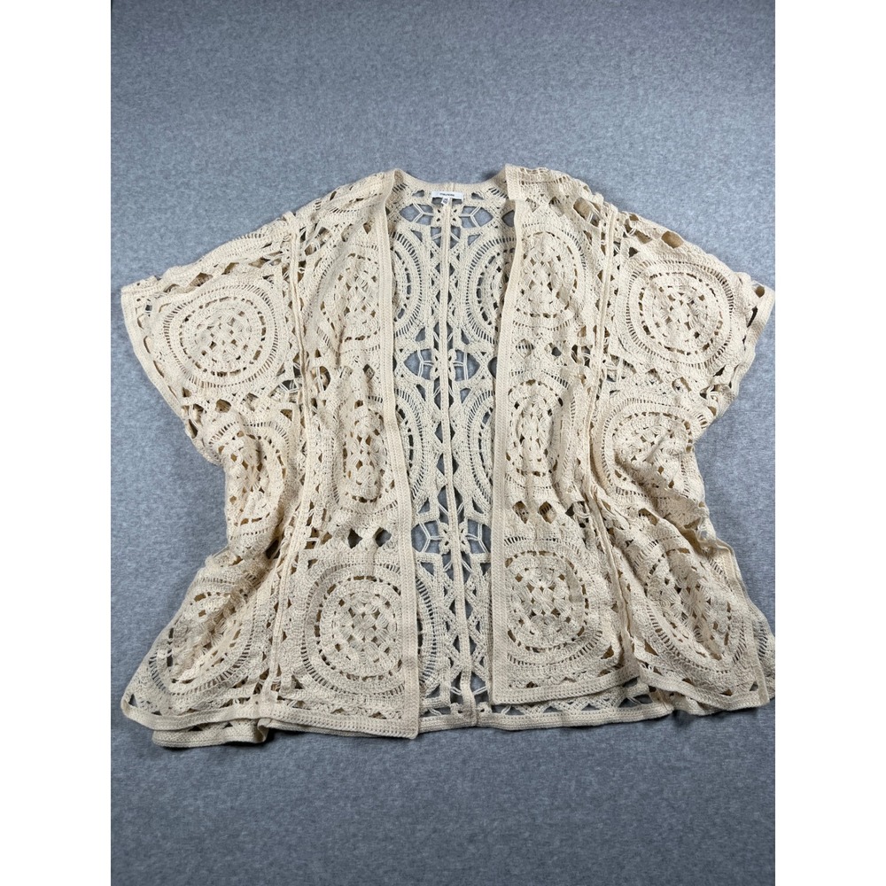 Maurices Cardigan Womens OS Cream Crochet Boho Western Rodeo Concert Open Front